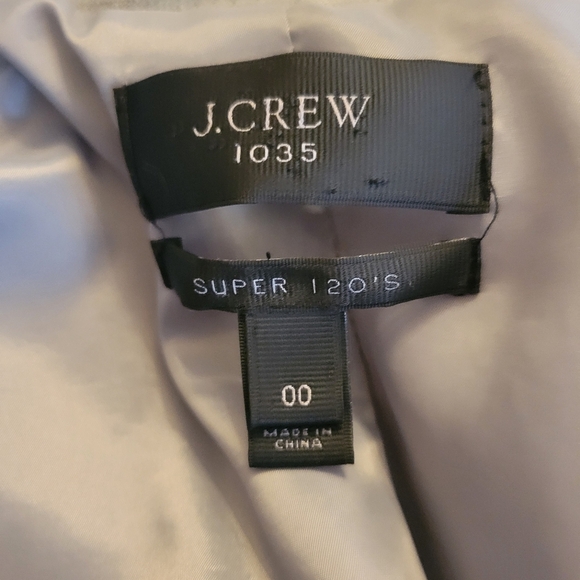 J. Crew 1035 Gray Wool Herringbone Tailored Blazer Jacket Size 00 - Picture 5 of 5